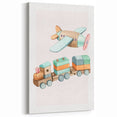 Girls Room Wall Art - Wooden Train & Airplane Kids Room Art