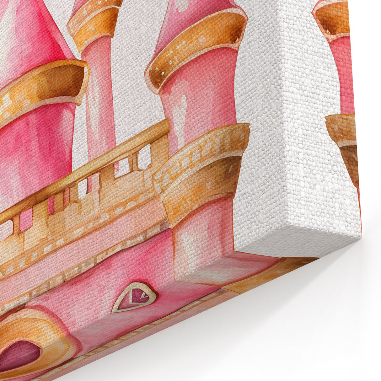 Girls Bedroom Art - Pink Princess Castle Children's Wall Decor