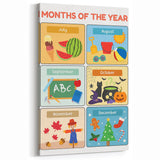 Months of the Year Learning Wall Art - Kids Educational Poster