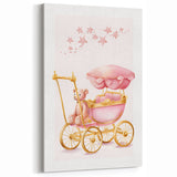 Personalized Kids Art - Pink Vintage Carriage Nursery Print