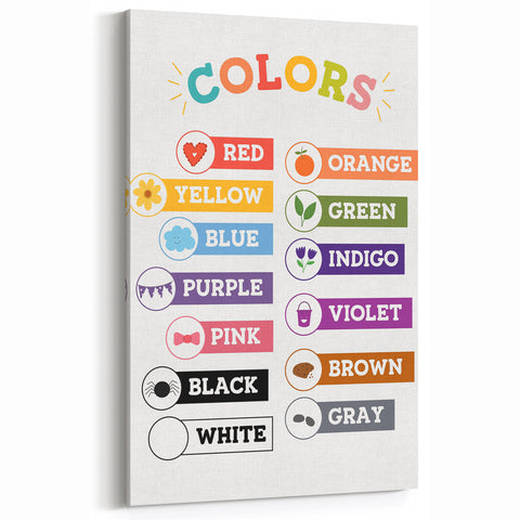 Colors Learning Wall Art - Kids Educational Color Chart Poster