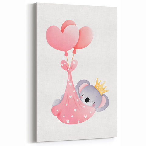 Sleeping Koala with Balloons Print - Girls Bedroom Wall Art