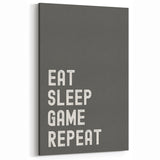 Eat Sleep Game Repeat Typography Art – Gamer Wall Decor