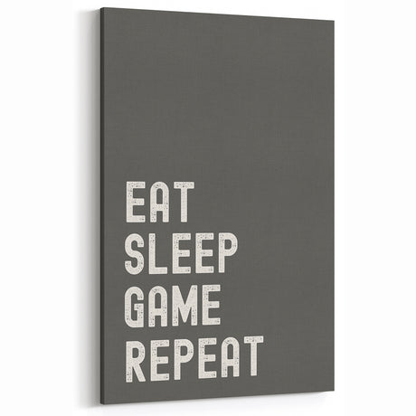 Eat Sleep Game Repeat Typography Art – Gamer Wall Decor