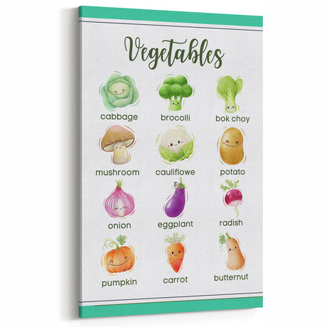Vegetables Chart - Kids Educational Wall Art Healthy Food Print