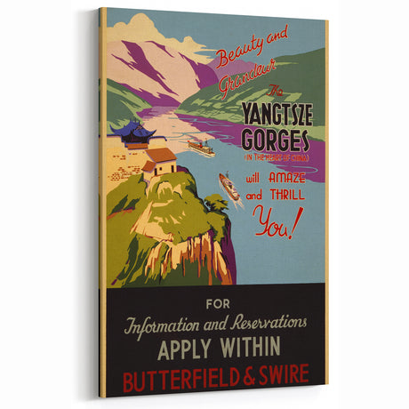 Vintage Travel Poster - Yangtze Gorges China | Retro River Art