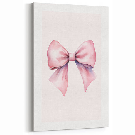 Pink Bow Watercolor Print - Girls Bedroom Wall Art