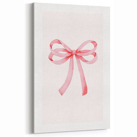 Delicate Pink Ribbon Bow Print - Girls Bedroom Wall Art