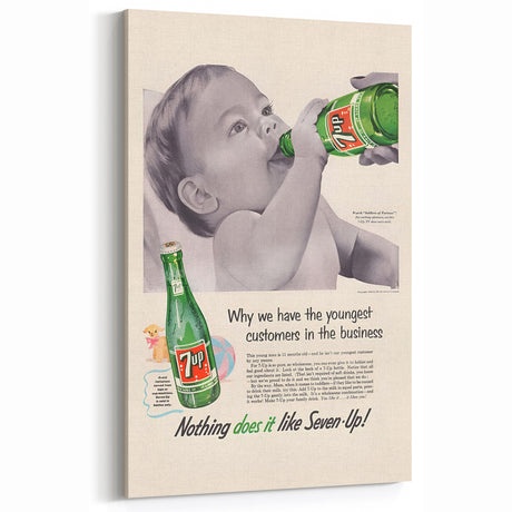 Retro 7-Up Baby Ad – Vintage Print for Nostalgic Wall Art