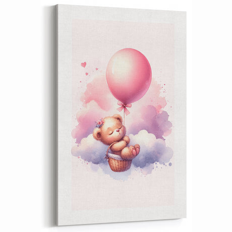 Dreamy Teddy with Balloon Print - Girls Bedroom Wall Art