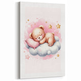 Sleeping Teddy on Cloud Print - Nursery Wall Art for Kids