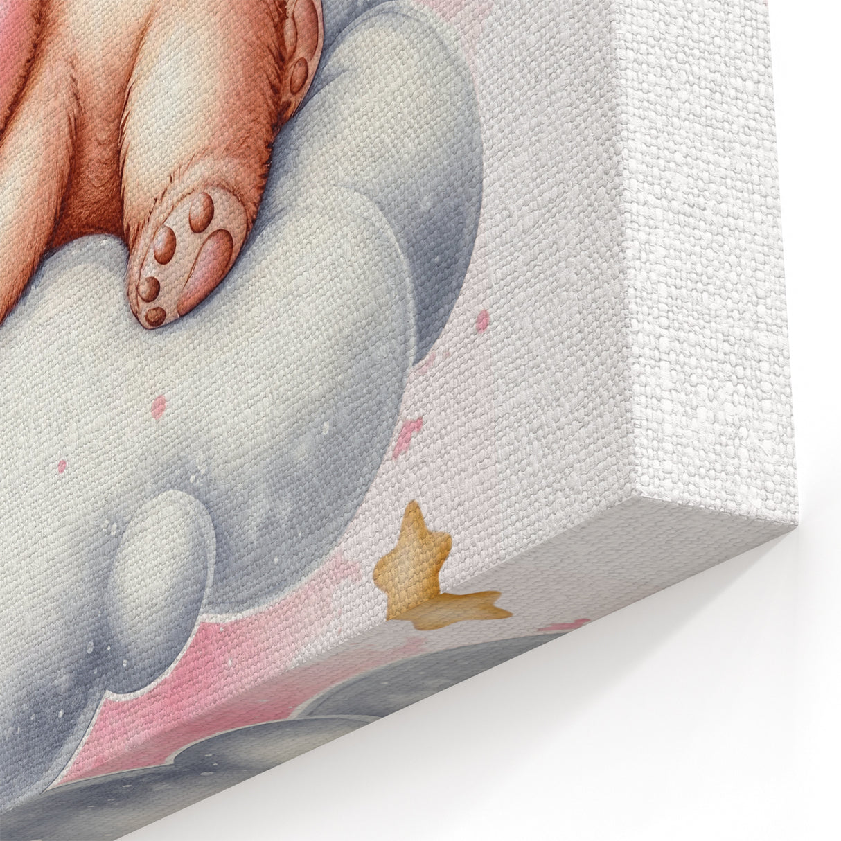 Sleeping Teddy on Cloud Print - Nursery Wall Art for Kids