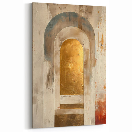 Custom Dining Room Wall Decor – Gold & Beige Arch Abstract