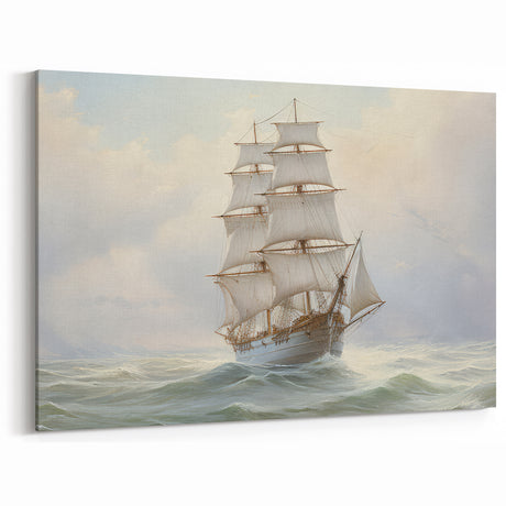 Vintage Landscape Art – Sailing Ship Canvas for Nautical Decor