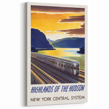 Vintage Hudson River Train Poster – Retro New York Travel Art