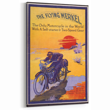 Vintage Flying Merkel Poster – Retro Motorcycle Travel Art