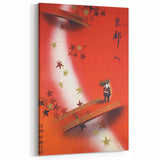 Vintage Kyoto Travel Poster – Retro Japanese Autumn Bridge Art