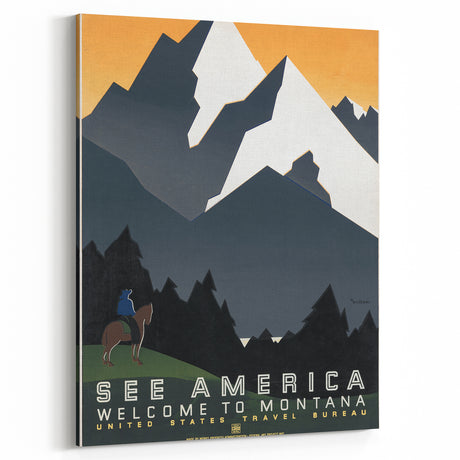 Vintage Montana Travel Poster – Retro See America Wall Art Print