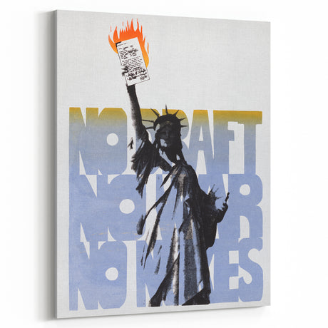 Vintage No Draft Protest Poster – Retro Statue of Liberty Art