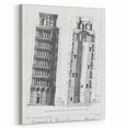 Vintage Leaning Tower of Pisa Blueprint Poster – Retro Architecture Art