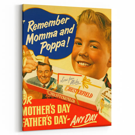 Vintage Chesterfield Cigarettes Ad Poster | Retro Father's Day Art