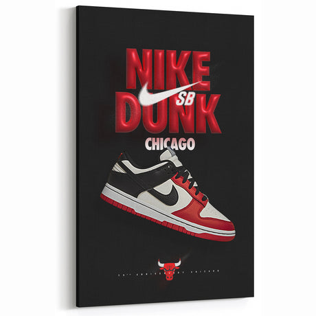 Nike Dunk SB Chicago Pop Art Wall Art – Bold Red, Black, White Canvas