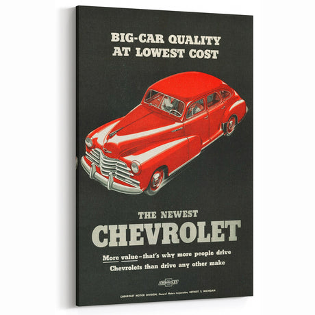 Vintage Chevrolet Car Ad Poster | Retro 1940s Auto Art