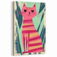 Retro Striped Cat Illustration - Playroom Wall Art