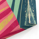 Retro Striped Cat Illustration - Playroom Wall Art