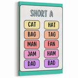 ABC Alphabet Canvas Art – Short A Phonics Learning Print for Kids