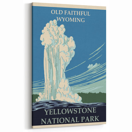 Yellowstone National Park Vintage Poster – Geyser Travel Art Print