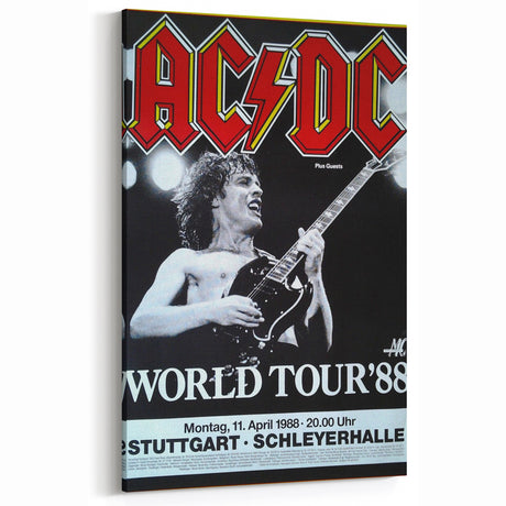 AC/DC "World Tour '88" Poster - Vintage Rock Concert Wall Art