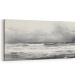 Vintage Landscape Art - Dramatic Ocean Waves and Cloudy Sky