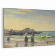 Vintage Landscape Art - Women at the Beach with Sailboat in the Distance