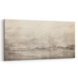 Vintage Landscape Art - Misty Mountains and Birds in Flight