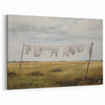 Vintage Landscape Art - Laundry Drying in Rural Field