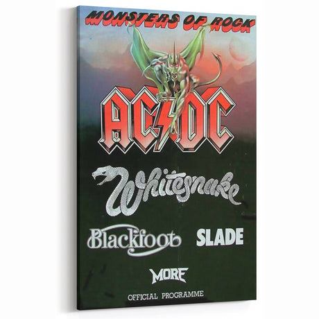 Retro Rock Band Poster – AC/DC, Whitesnake & More Wall Art