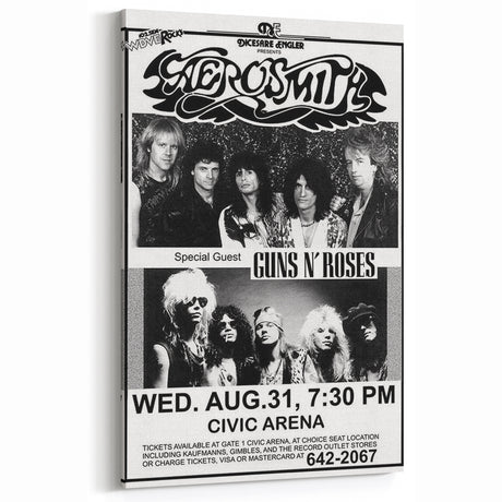 Aerosmith & Guns N' Roses Retro Poster – Vintage Rock Art