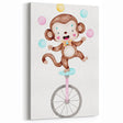 Circus Monkey Girls Room Wall Art - Playful Nursery Print