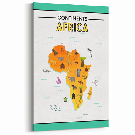 Children’s Learning Art Print – Africa Continent Map for Kids