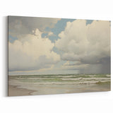 Vintage Landscape Art - Dramatic Clouds and Waves at the Beach