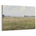 Vintage Landscape Art - Grazing Sheep in a Serene Meadow