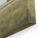 Vintage Landscape Art - Grazing Sheep in a Serene Meadow