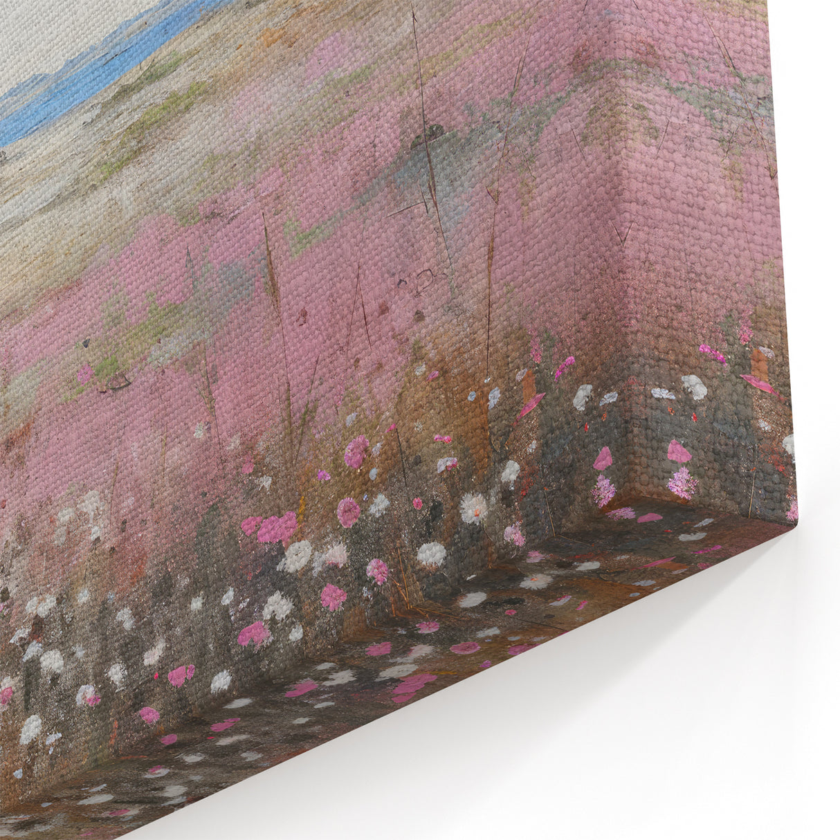 Vintage Landscape Art - Coastal Cottage with Blooming Flowers