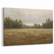 Vintage Landscape Art - Tranquil Field and Trees Under Cloudy Sky