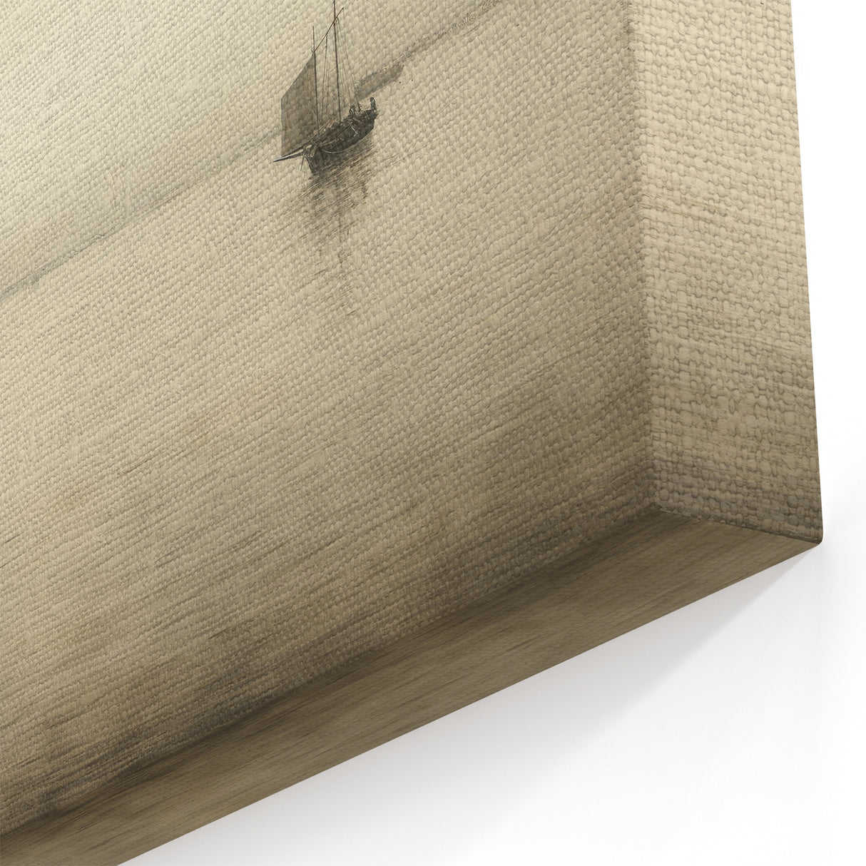 Vintage Landscape Art – Sailboats on Serene Sea in Antique Tones