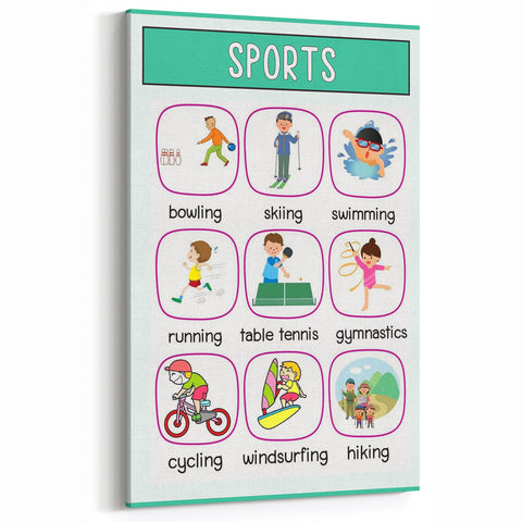 Children's Learning Art Prints - Sports Activity Chart