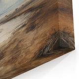 Vintage Landscape Art – Winding River in Warm Brown and Beige Tones