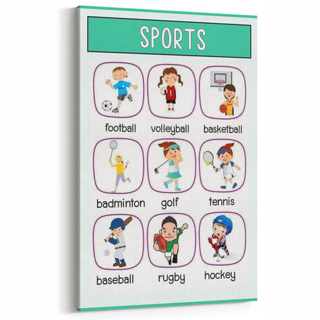 Numbers and Shapes Wall Art - Kids Sports Learning Poster