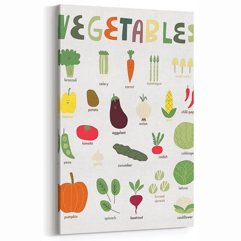 Vegetables Kids Educational Wall Art - Learning Poster for Classrooms